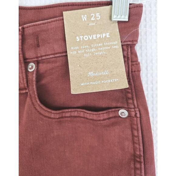 Madewell ~Woman Size 25~ Brown/Red Stovepipe Jeans Full-Length High Rise NWT. - Picture 2 of 16